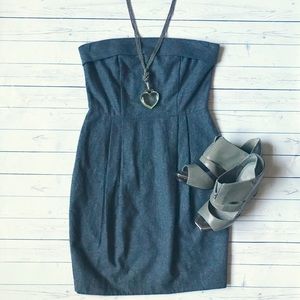 Urban Outfitters Lux gray wool strapless dress